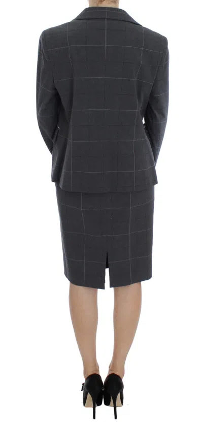 Shop Bencivenga Elegant Gray Checkered Sheath Suit Women's Set