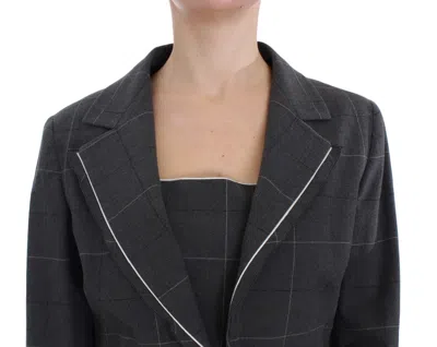 Shop Bencivenga Elegant Gray Checkered Sheath Suit Women's Set