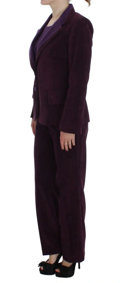 Shop Bencivenga Elegant Purple Wool Blend Three Piece Suit Women's Set