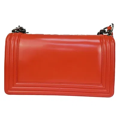 Pre-owned Chanel Boy Red Leather Shoulder Bag ()