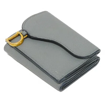 Shop Dior Saddle Grey Leather Wallet  ()