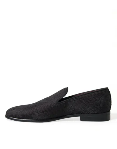 Shop Dolce & Gabbana Elegant Black Brocade Dress Men's Loafers