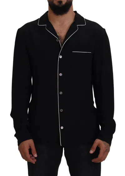Shop Dolce & Gabbana Elegant Silk Pajama Style Men's Shirt In Black