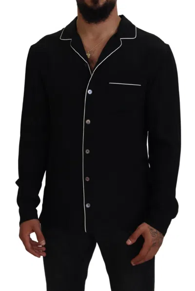 Shop Dolce & Gabbana Elegant Silk Pajama Style Men's Shirt In Black