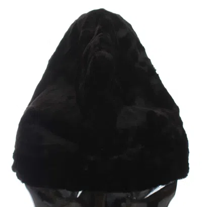 Shop Dolce & Gabbana Black Weasel Fur Crochet Hood Scarf Women's Hat