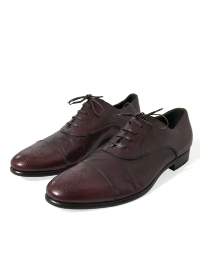 Shop Dolce & Gabbana Bordeaux Leather Men Formal Derby Dress Men's Shoes