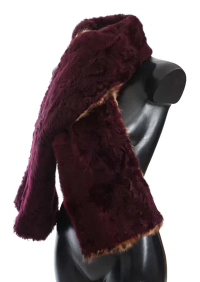 Shop Dolce & Gabbana Exquisite Leopard Print Lambskin Fur Women's Scarf In Purple