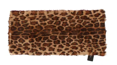 Shop Dolce & Gabbana Exquisite Leopard Print Lambskin Fur Women's Scarf In Purple