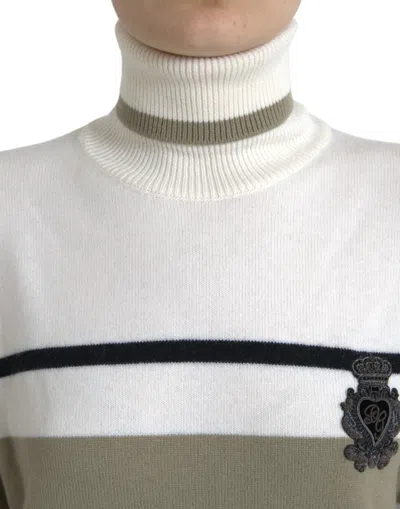 Shop Dolce & Gabbana Italian Striped Wool Turtleneck Women's Sweater In Multicolor