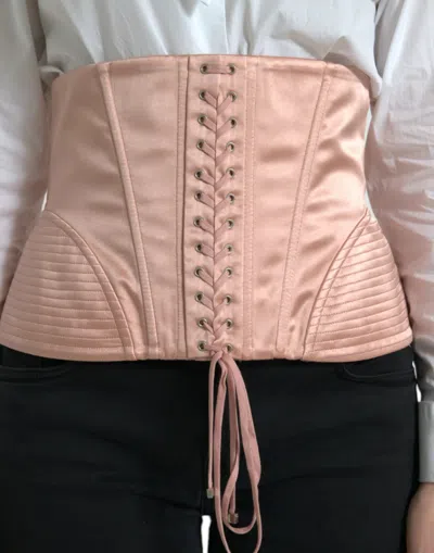 Shop Dolce & Gabbana Elegant Pink Lace-up Corset Women's Belt