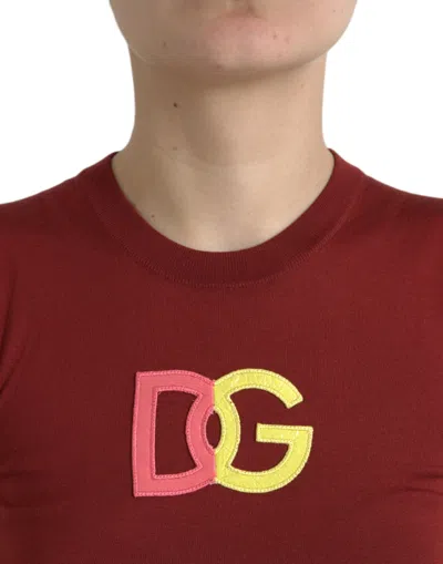 Shop Dolce & Gabbana Red Green Silk Dg Logo Sleeveless Tank Women's Top