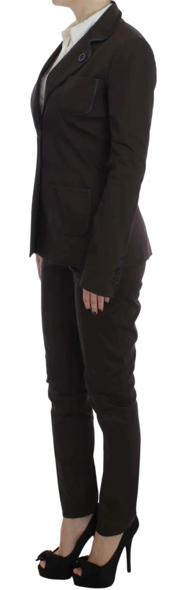 Exte Stretch Two Button Suit In Brown