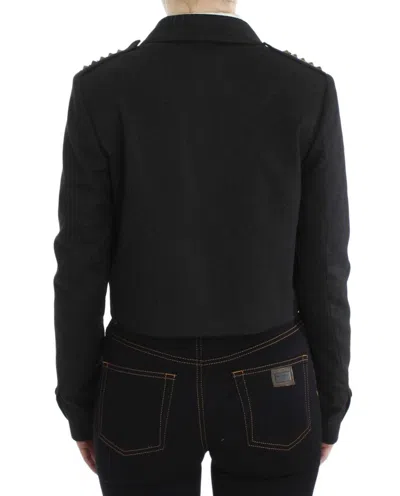 Exte Stretch Gold Studded Short Jacket In Gray
