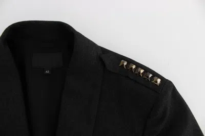 Exte Stretch Gold Studded Short Jacket In Gray