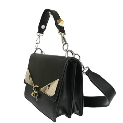Shop Fendi Bag Bugs Black Leather Handbag ()