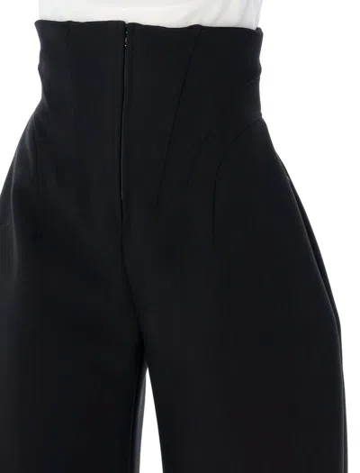 Shop Alaïa Round Corset Trousers In Black Alaia