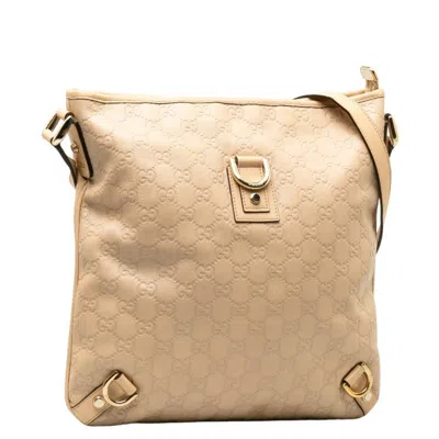 Shop Gucci Abbey Beige Canvas Shoulder Bag ()