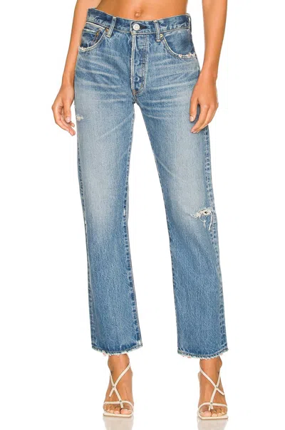 Shop Moussy Loews Straight Jean In Blue