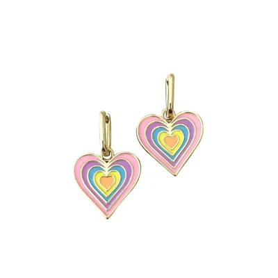 Shop Gemelli Pastel Heart Huggies Earrings In Multi