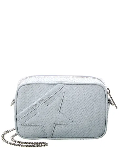 Shop Golden Goose Star Mini Leather Snake-embossed Leather Crossbody In Blue