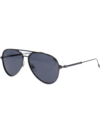 Shop Mont Blanc Mens Uv Protection Full Rim Aviator Sunglasses In Black