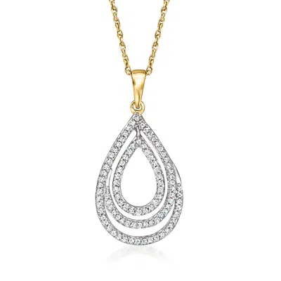 Shop Ross-simons Diamond Teardrop Pendant Necklace In 18kt Gold Over Sterling In Multi