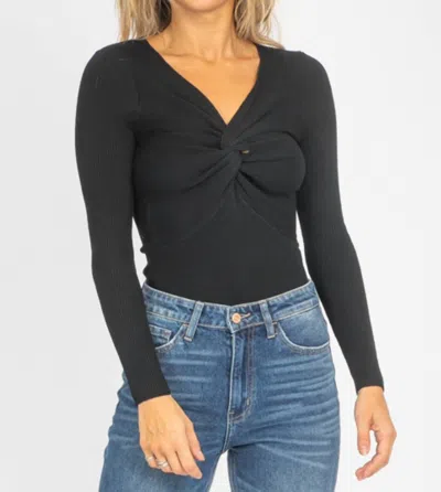 Shop Trend:notes Twisted Front Knit Top In Black