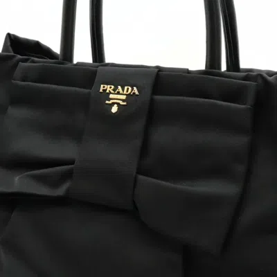 Shop Prada Ribbon Black Synthetic Tote Bag ()