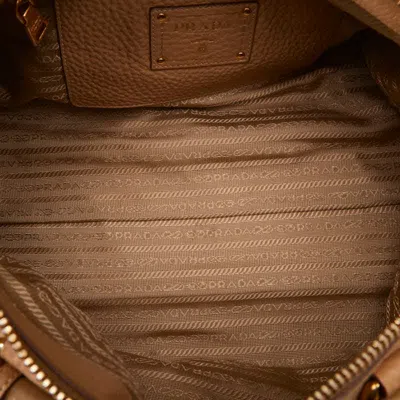 Shop Prada Saffiano Beige Leather Travel Bag ()
