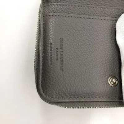 Shop Saint Laurent Grey Leather Wallet  ()