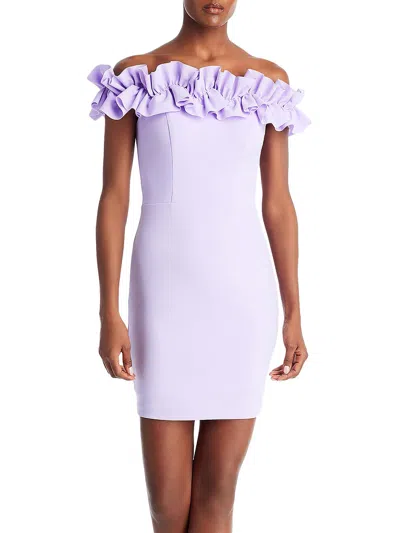 Shop Aqua Womens Ruffled Above Knee Bodycon Dress In Purple