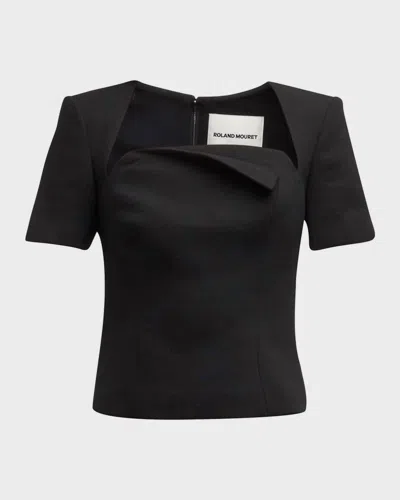 Shop Roland Mouret Origami Short Sleeve Top In Black