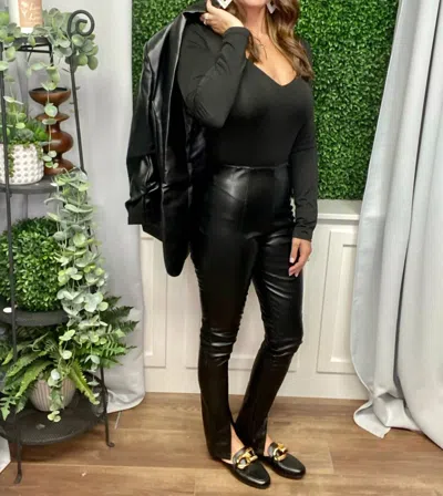 Shop Omg Zoeyzip Bootcut Faux Leather Pant With Front Slit In Black