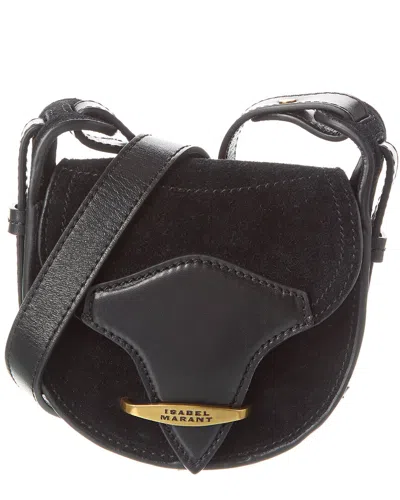 Shop Isabel Marant Botsy Mini Suede & Leather Shoulder Bag In Black