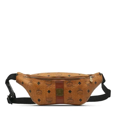 Shop Mcm Visetos Leather Shoulder Bag () In Brown