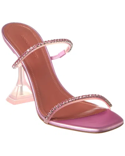 Shop Amina Muaddi Gilda Glass 95 Vinyl & Leather Sandal In Pink