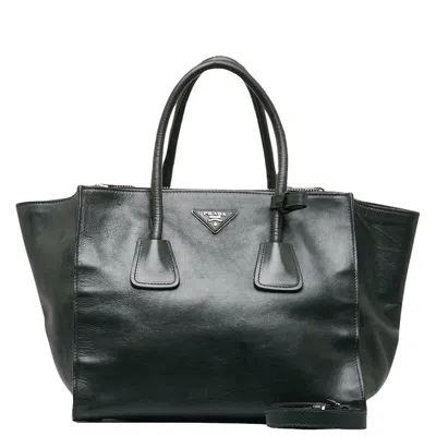 Shop Prada Leather Tote Bag () In Black