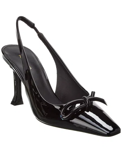 Shop Ferragamo Arlene Bow Patent Slingback Pump In Black