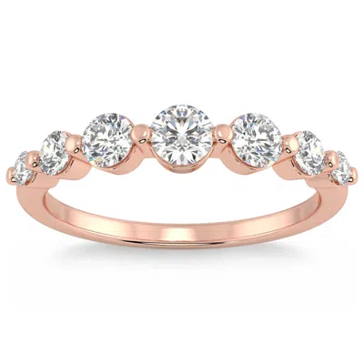 Pompeii3 1 1/2ct Diamond Single Prong Graduated Wedding Ring 14k Gold Band Lab Grown In Multi