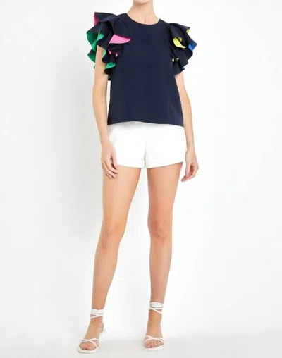 Shop English Factory Carnival Blouse In Navy In Blue