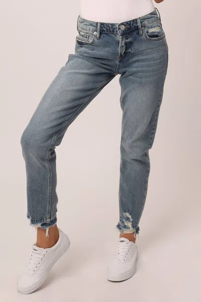 Shop Dear John Denim Blaire Slim Straight High Rise Jeans In Blue