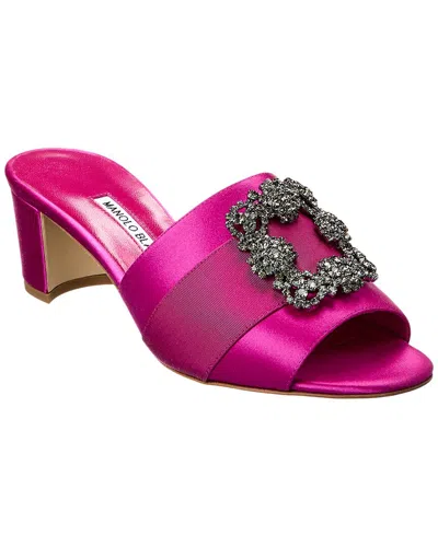 Shop Manolo Blahnik Martanew 50 Satin Sandal In Pink