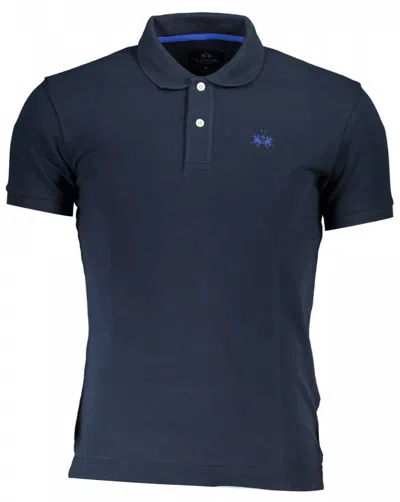 Shop La Martina Elegant Short-sleeved Polo For Men - Embroide Men's Logo In Blue
