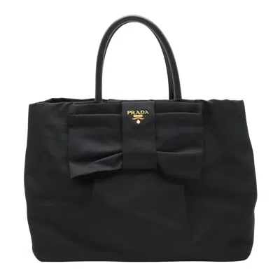 Shop Prada Ribbon Synthetic Tote Bag () In Black