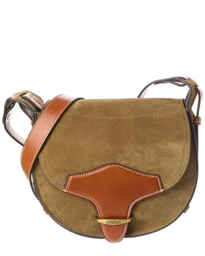 Shop Isabel Marant Botsy Suede & Leather Shoulder Bag In Green