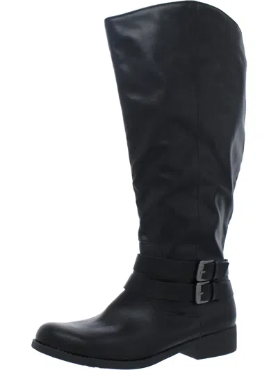 Shop Style & Co Maliaa Womens Faux Leather Round Toe Mid-calf Boots In Black