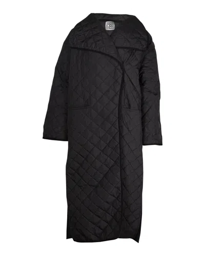Shop Totême Signature Quilted Coat In Black Polyester