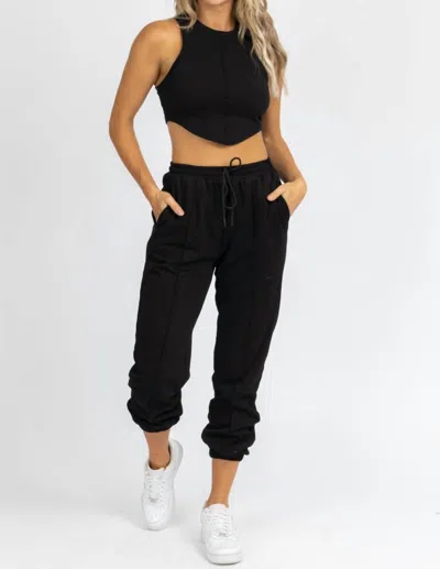 No Vacancy Outseam French Terry Jogger Set In Black In Black