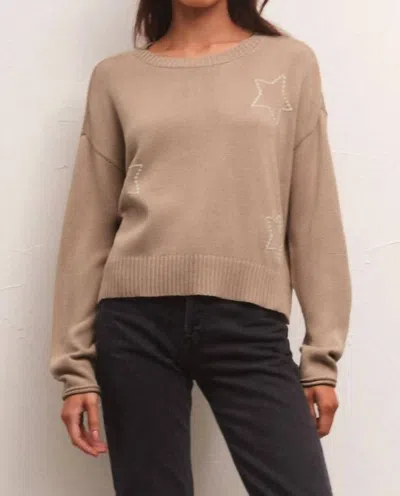 Shop Z Supply Open Star Sweater In Birch In Grey