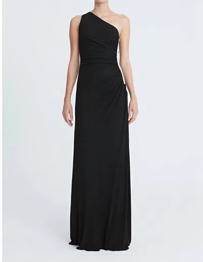 Shop Halston Heritage Amira Jersey Gown With Crystals In Black